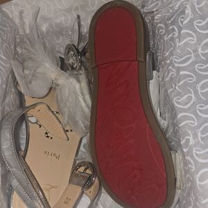 Christian Louboutin Silver Kids Sandals with Red Soles